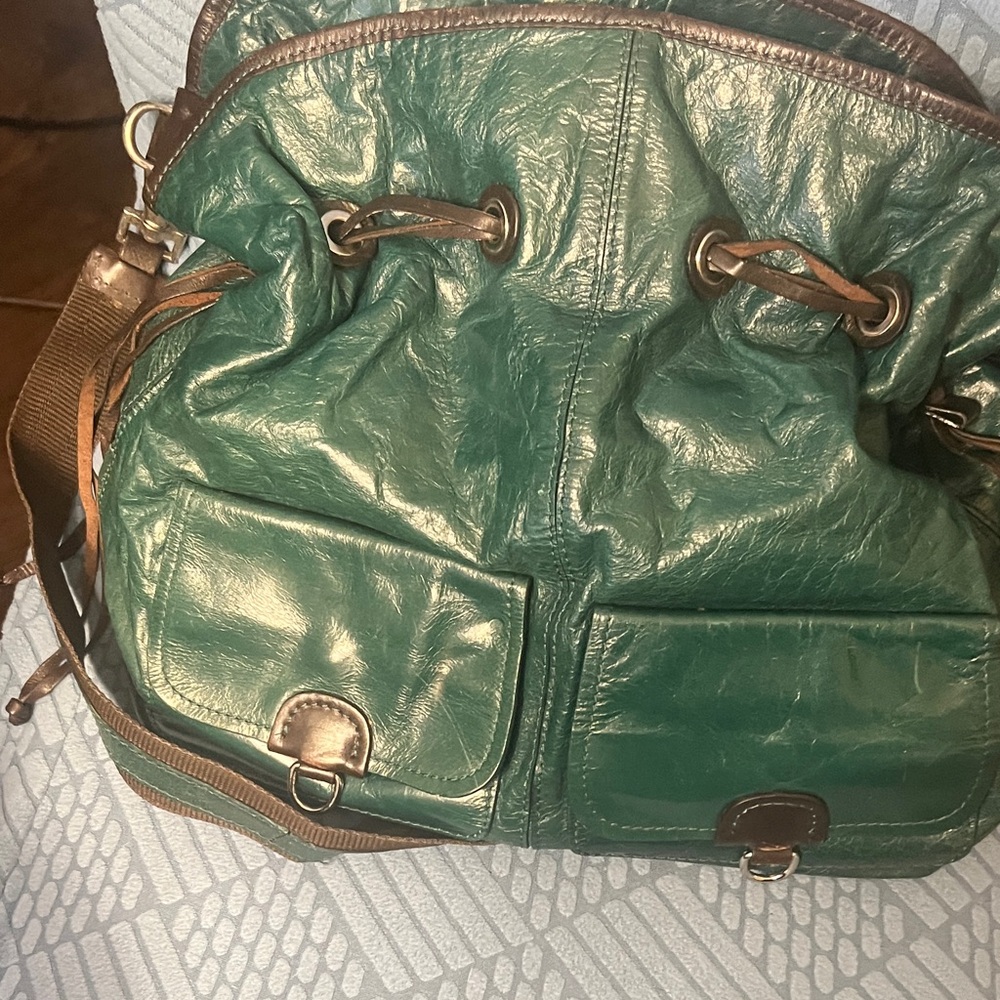 Elegant Green Leather Hobo Bag